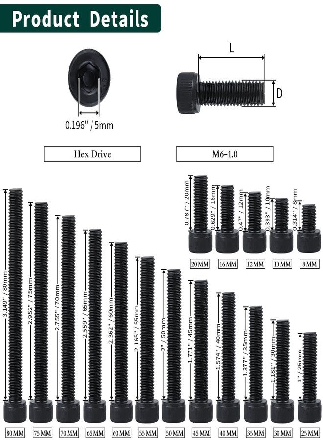 EASTLO M6-1.0 x 30mm Socket Head Cap Screws, 12.9 Grade Alloy Steel, Black Oxide Finish, Full Thread, Coarse Thread, Allen Hex Drive, 25 pcs - Image 4